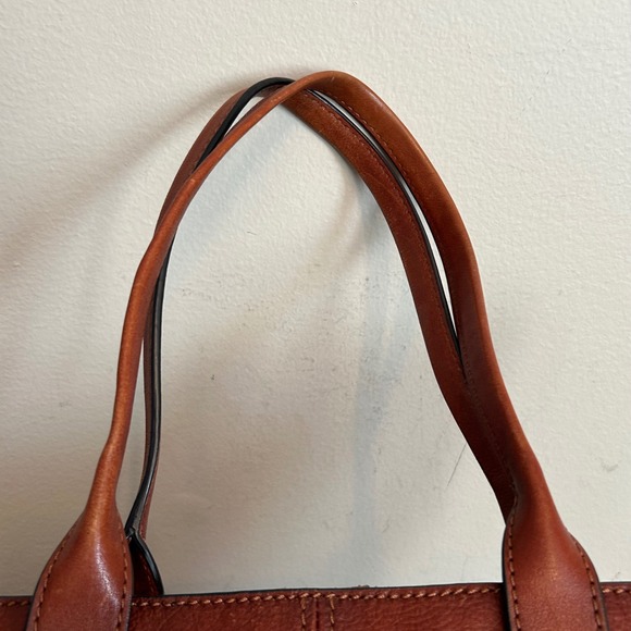 FRYE Ring Brown Cognac Leather Hobo Tote Purse - Picture 11 of 16